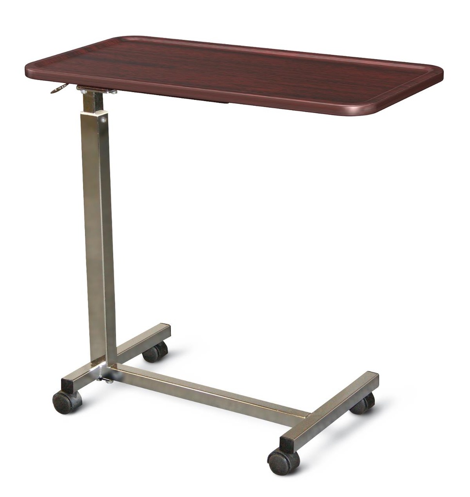 Medline Overbed Adjustable Height Table with Spillproof Vinyl Wrap Top; Mahagony | EACH