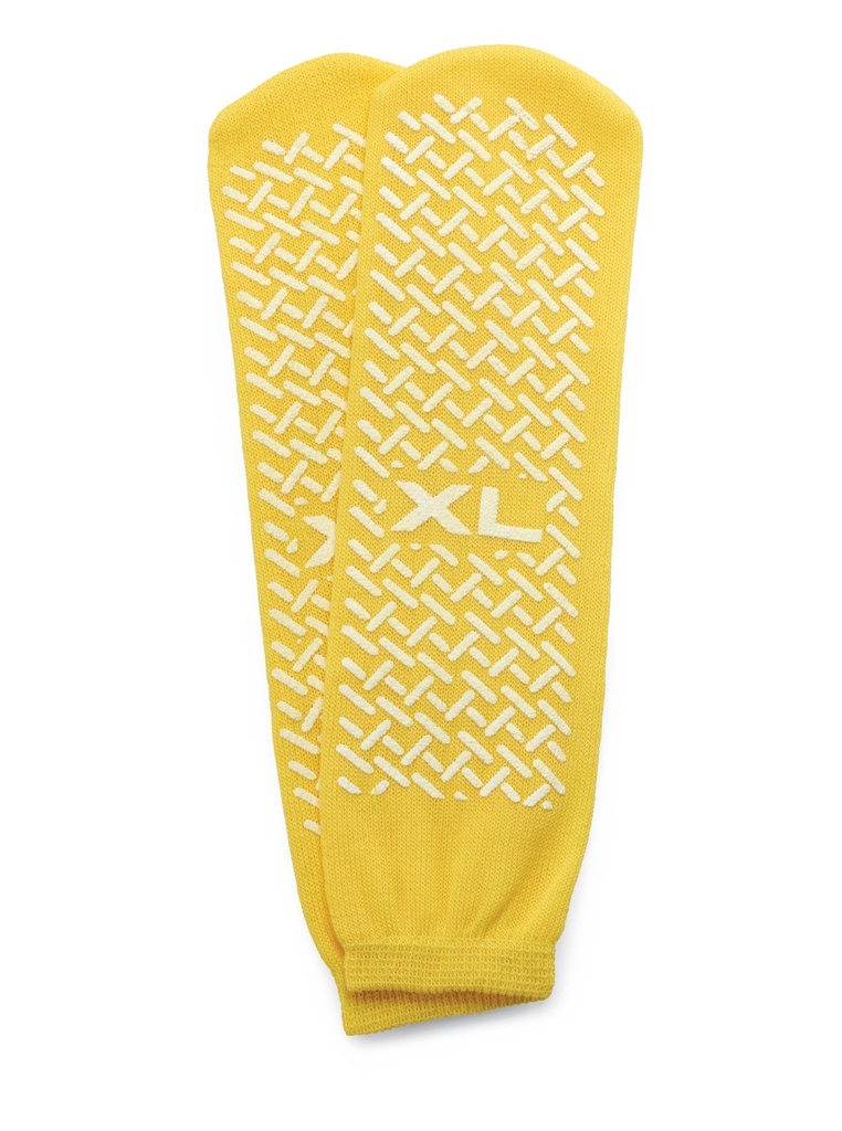 Medline Fall Management Non-Slip Double-Tread Risk Alert Sock; Extra Large, Yellow | CASE/48 PAIR