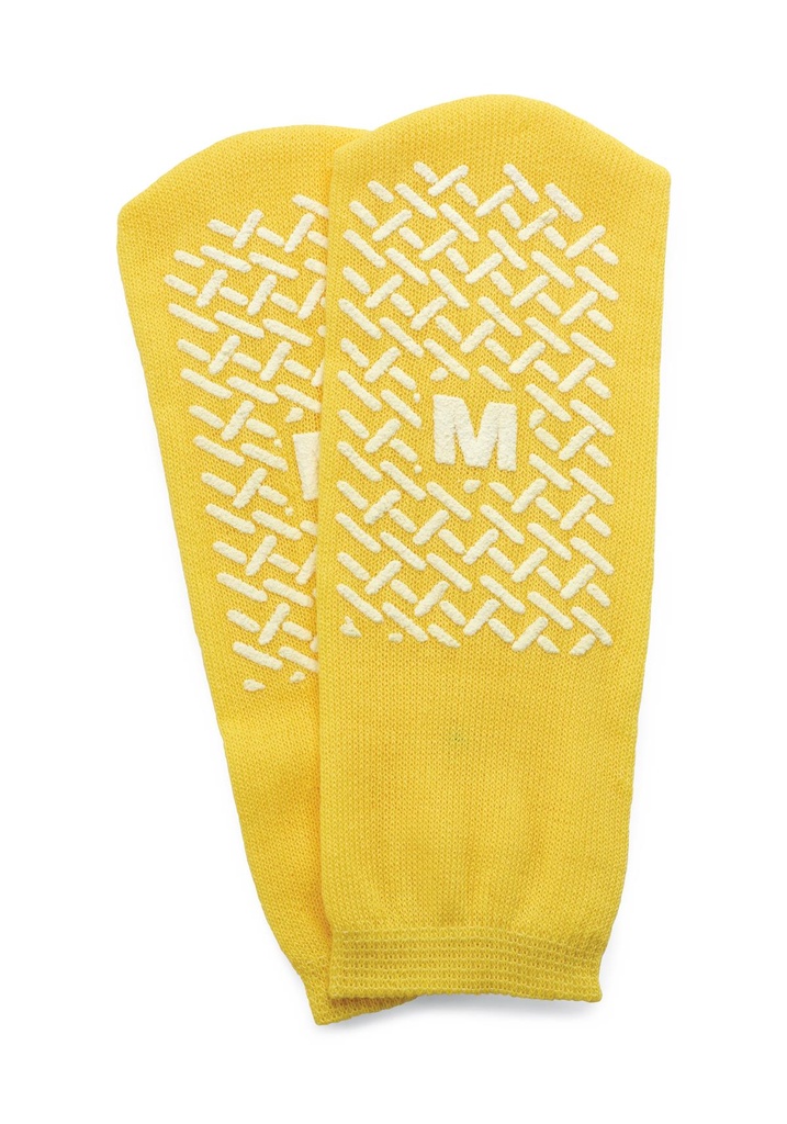 Medline Fall Management Non-Slip Double-Tread Risk Alert Sock; Medium, Yellow | CASE/48 PAIR