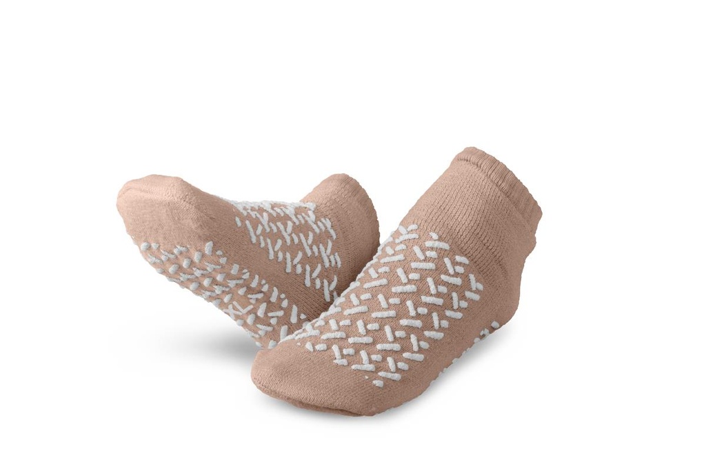Medline Fall Management Non-Slip Double-Tread Sock; Extra Large, Beige | CASE/48 PAIR