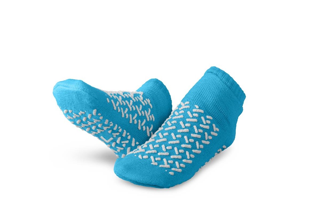 Medline Fall Management Non-Slip Double-Tread Sock; Large, Blue | CASE/48 PAIR
