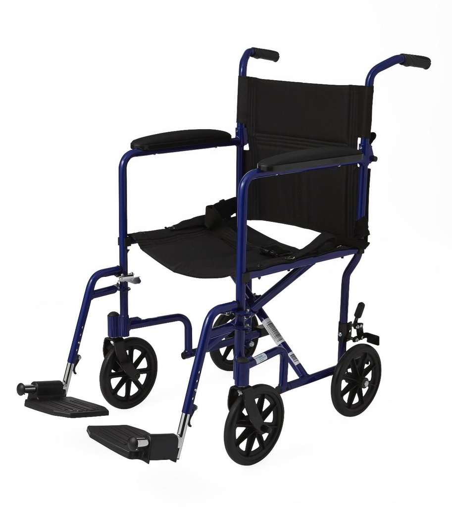 Medline Basic Aluminum Transport Chair; 19" (48cm), Blue | CASE/1 EACH | CTN/1 EACH