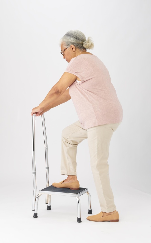 Medline Steel Frame Step-On Stool; With Hand Rail | EACH