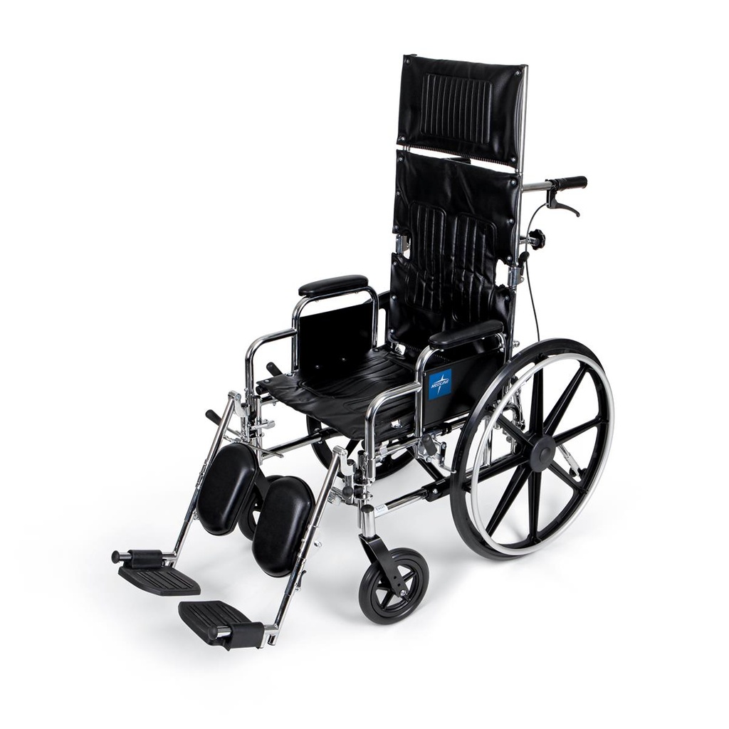 Medline Excel Reclining Wheelchairs with Removable Desk-Length Arms and Elevating Leg Rests; 18" (46 cm) | EACH