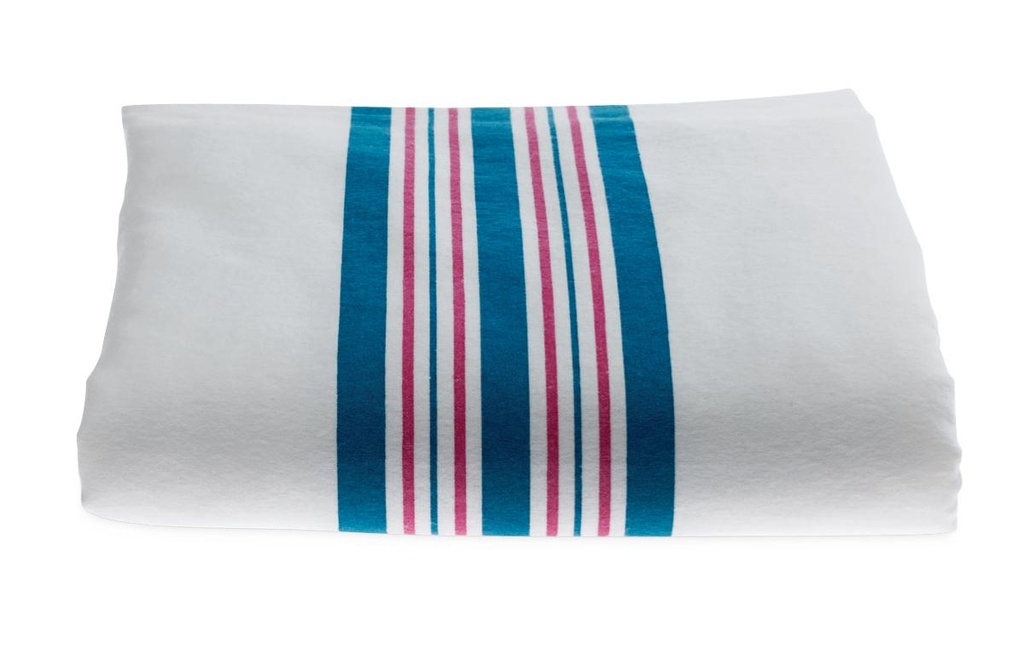 Kuddle-Up Flannel Baby Blanket; 30" x 40" (76 cm x 102 cm) White with Pink and Blue Stripes | CASE/72 EACH