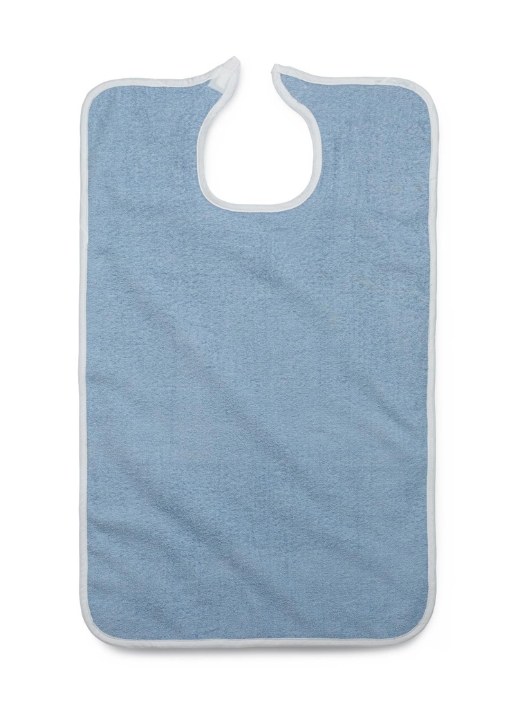 Medline Bib Clothing Protector; 21" x 33" (53 x 84 cm), Blue with Hook and LoopStrap, Terry Cloth DOZEN/12 | CASE/24 EACH | DOZEN/12 EACH