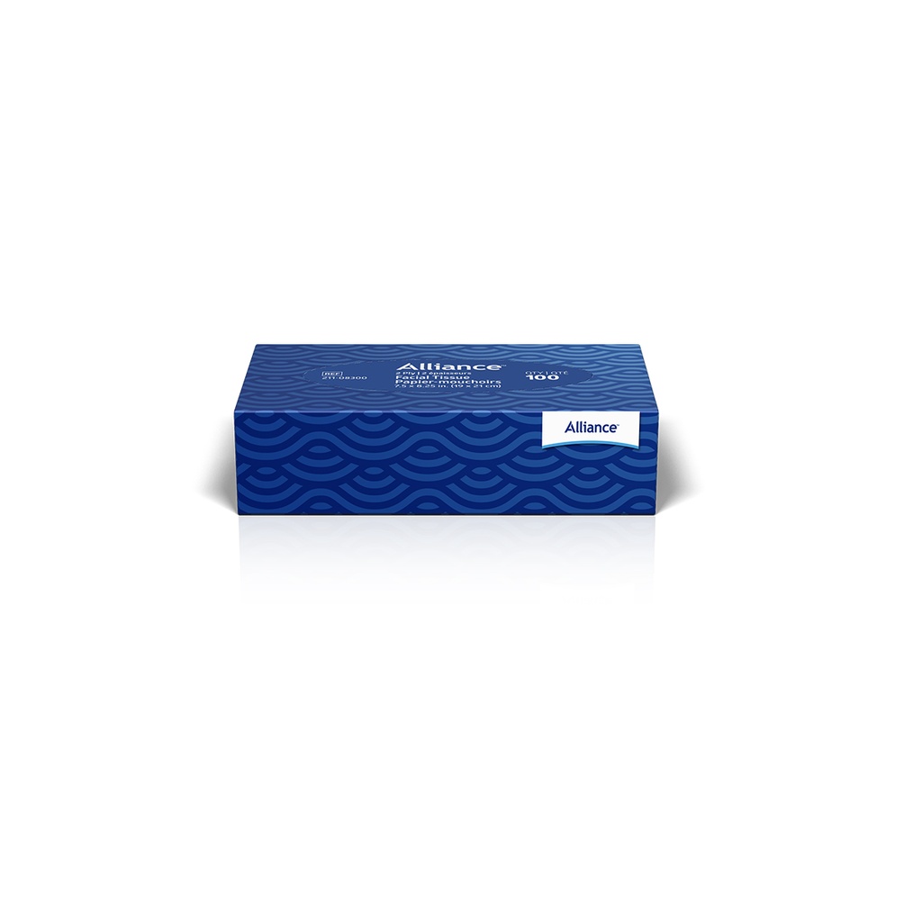 Alliance™ 2-Ply Facial Tissue; 7.5" x 8.25" (19 cm x 21 cm), 100/box | CASE/3600 EACH | BOX/100 EACH