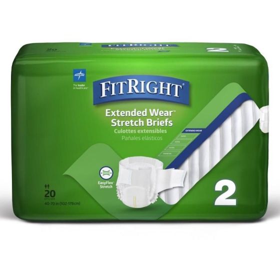 FitRight® Extended-Wear Stretch Briefs; Size 2 | CASE/72 EACH | BAG/18 EACH