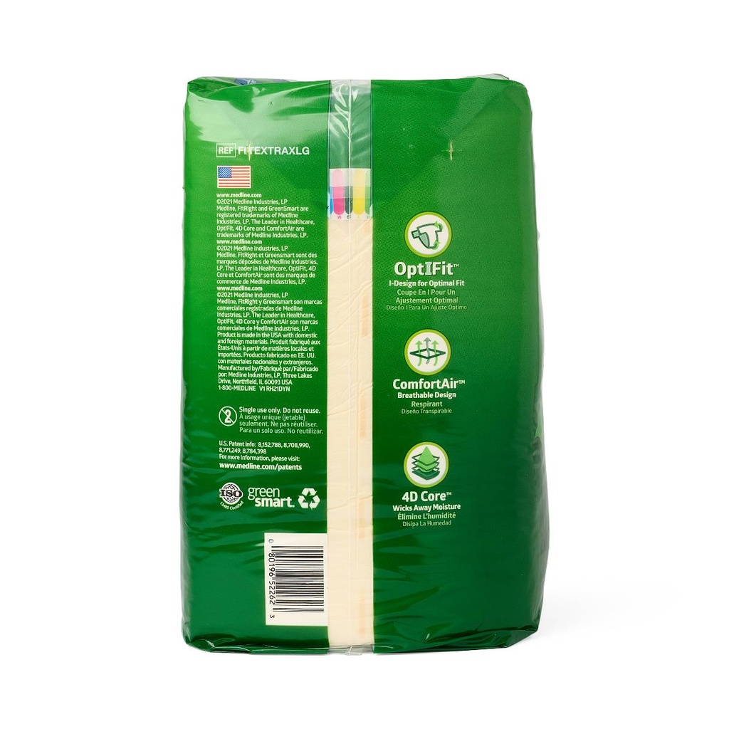FitRight® Extra Incontinence Briefs; Extra Large, 56"-64" (142 cm - 162 cm) | CASE/80 EACH | BAG/20 EACH