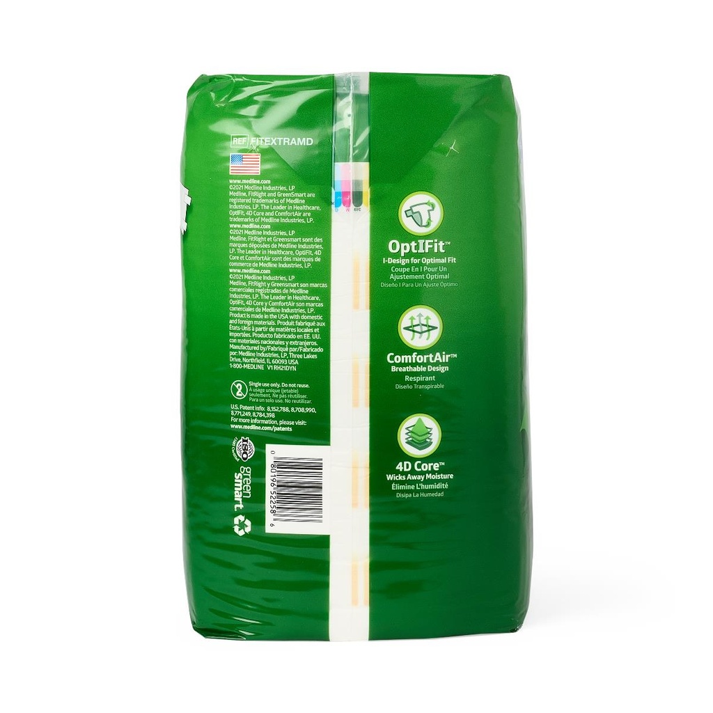 FitRight® Extra Incontinence Briefs; Medium, 32"-44" (81 cm - 112 cm) | CASE/80 EACH | BAG/20 EACH