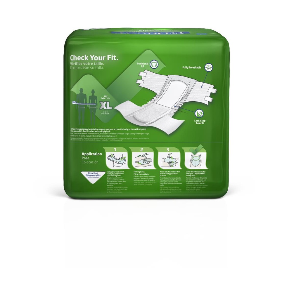 Medline Extended-Wear High-Capacity Adult Incontinence Brief; Extra Large, 57"-65" (145 cm - 165 cm) | CASE/60 EACH | BAG/15 EACH