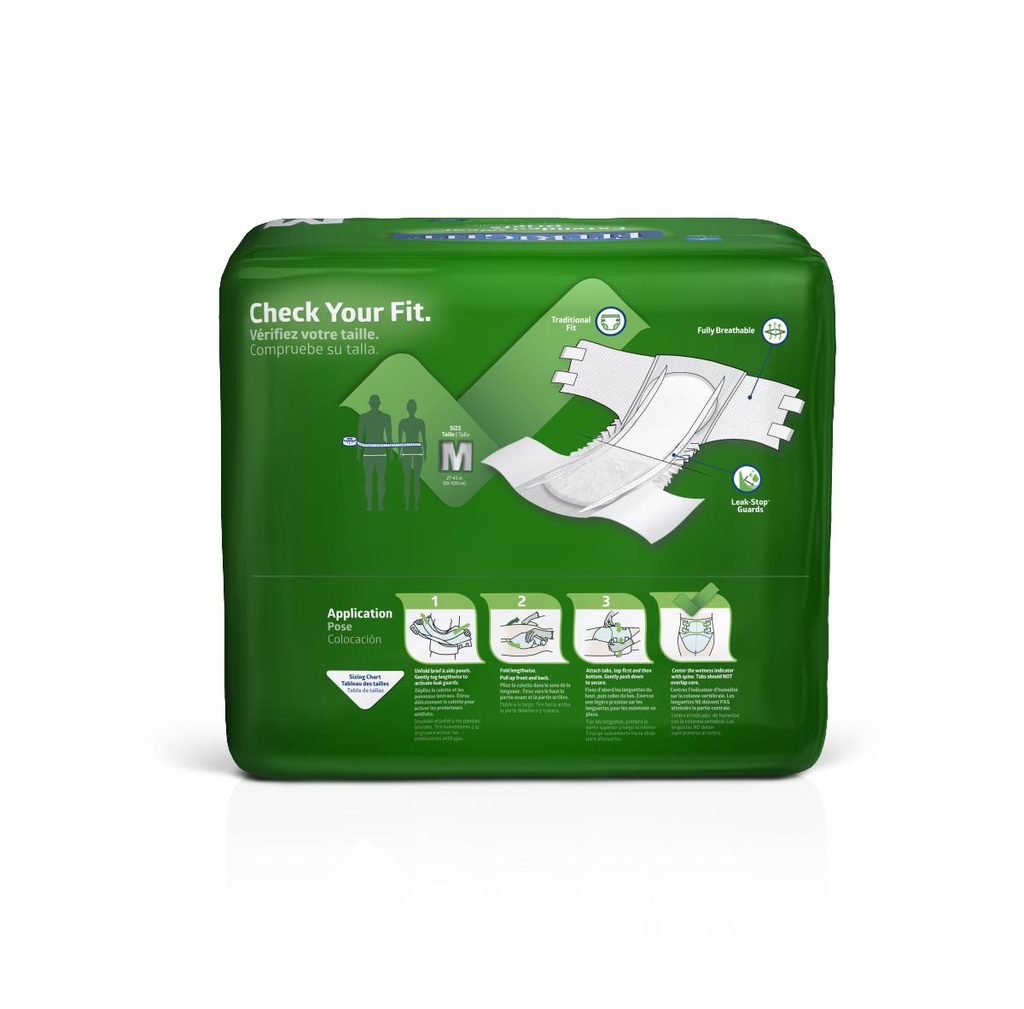 Medline Extended-Wear High-Capacity Adult Incontinence Brief; Medium, 27"-43" (68.5 cm - 109 cm) | CASE/60 EACH | BAG/15 EACH | PKG/15 EACH