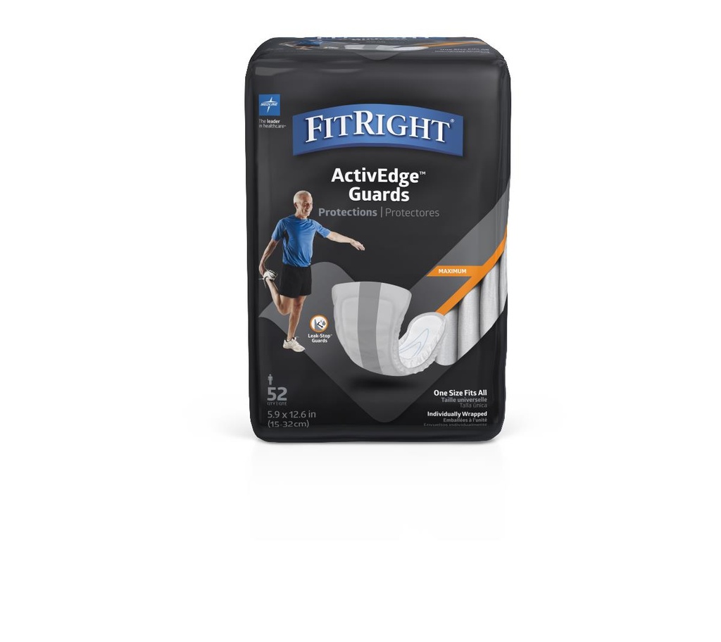 FitRight® Active Male Incontinence Guard; 6" x 11" (15 cm x 28 cm) | CASE/208 EACH | BAG/52 EACH | PKG/52 EACH
