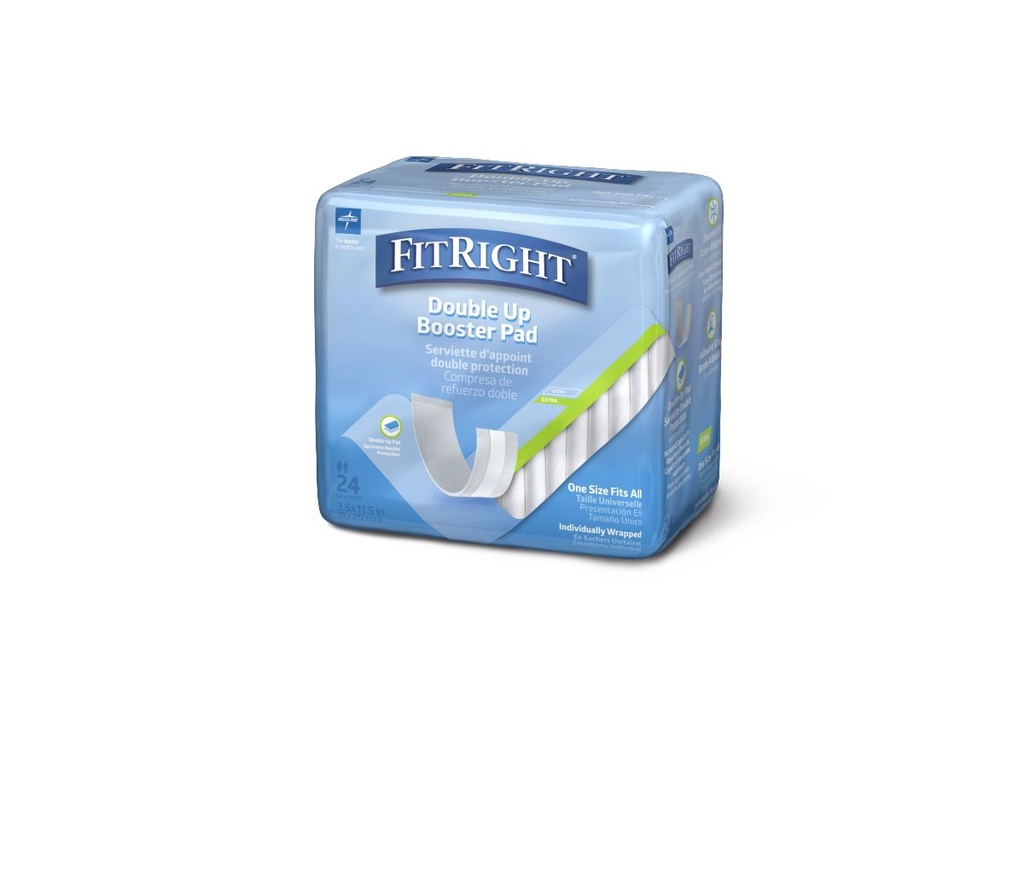 FitRight® Double Up Thin Incontinence Booster Pads; 3.5" x 11.5" (8.9 cm x 29.2cm) | CASE/192 EACH | BAG/24 EACH