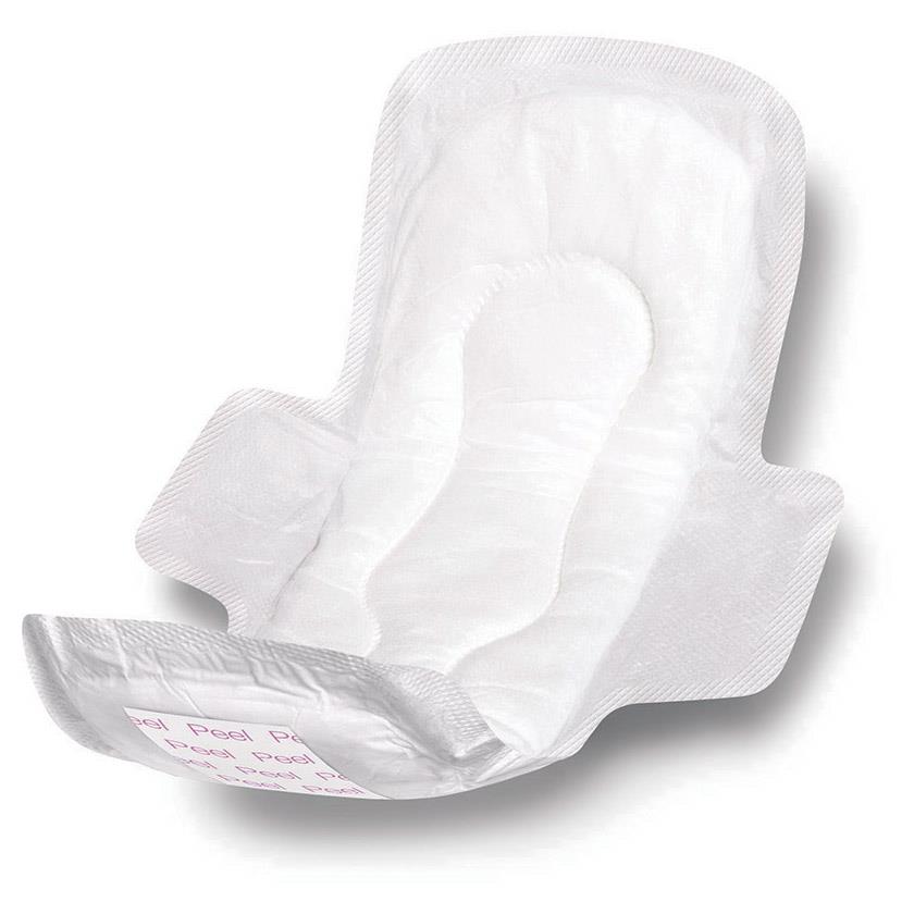 Medline Maxi Adhesive Sanitary Pad; 11" (28 cm), with Wings | CASE/288 EACH | PKG/24 EACH | BAG/12 EACH | DOZEN/12 EACH