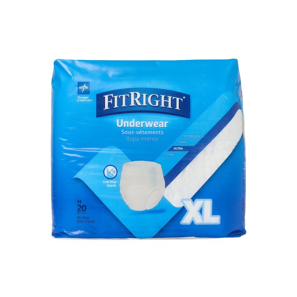 FitRight® Ultra Adult Incontinence Underwear; Extra Large, 56"-68" (142 cm - 172 cm) | CASE/80 EACH | BAG/20 EACH