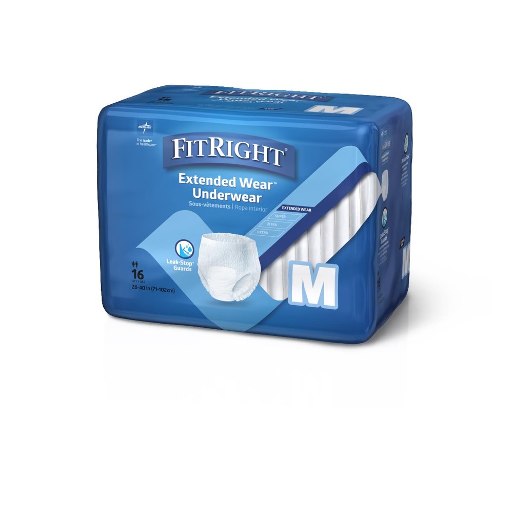 Medline Protection Plus Extended-Capacity Overnight Protective Underwear; Medium, 28"-40" (71 cm-102 cm) | CASE/64 EACH | BAG/16 EACH