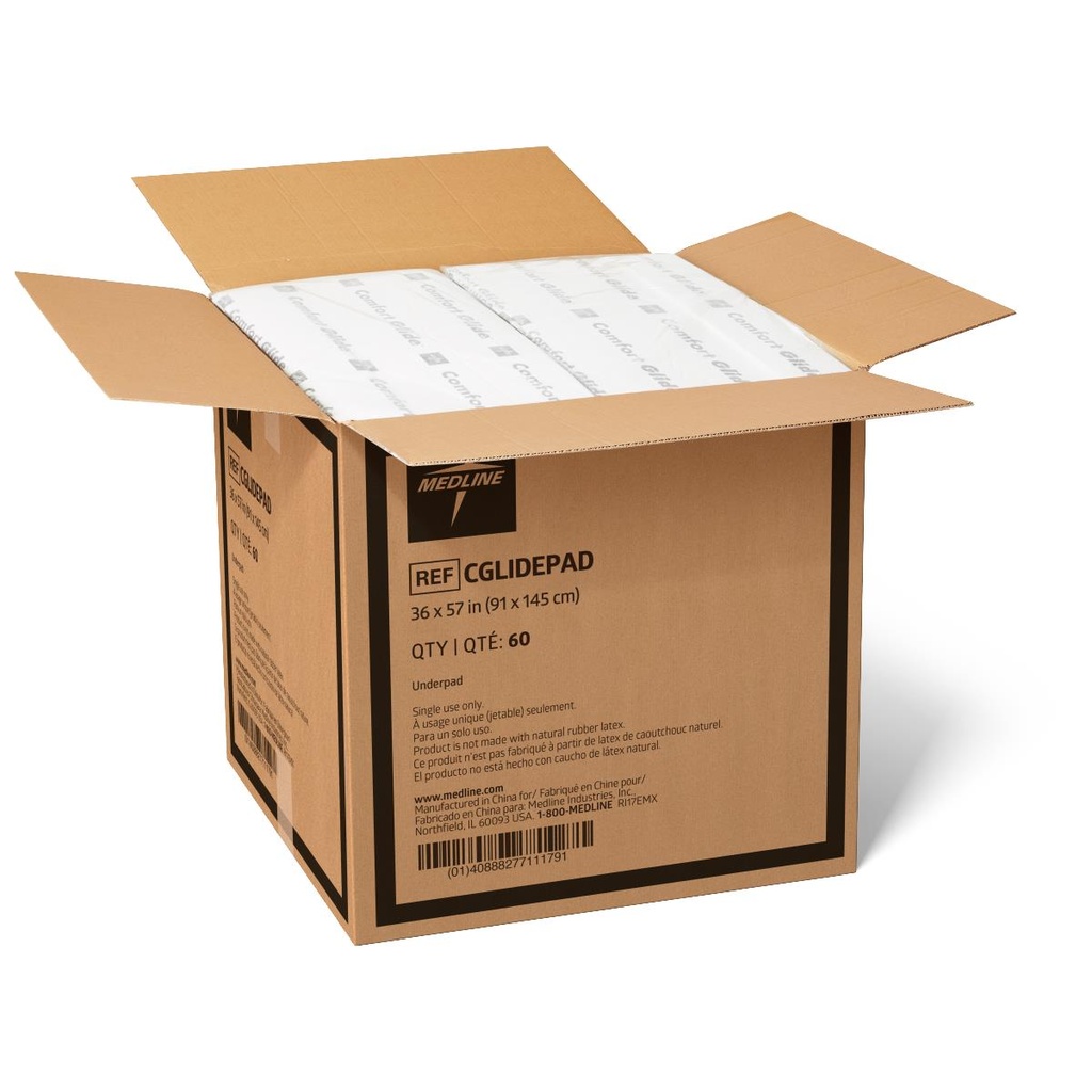Medline Comfort Glide Drypad; 36" x 57" (91 cm x 145 cm) | CASE/60 EACH | BAG/5 EACH