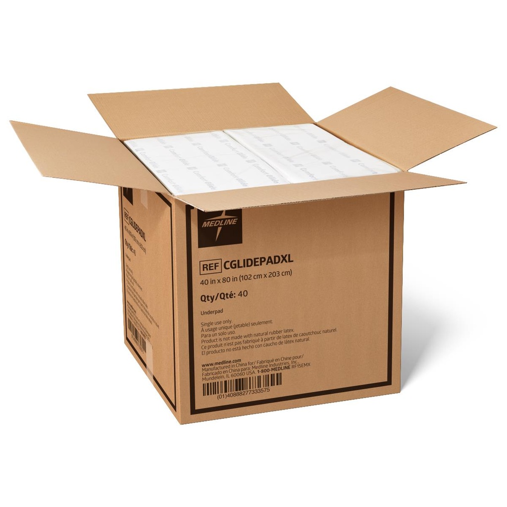 Medline Comfort Glide Drypad; 40" x 80" (102 cm x 203 cm) | CASE/40 EACH | BAG/5 EACH