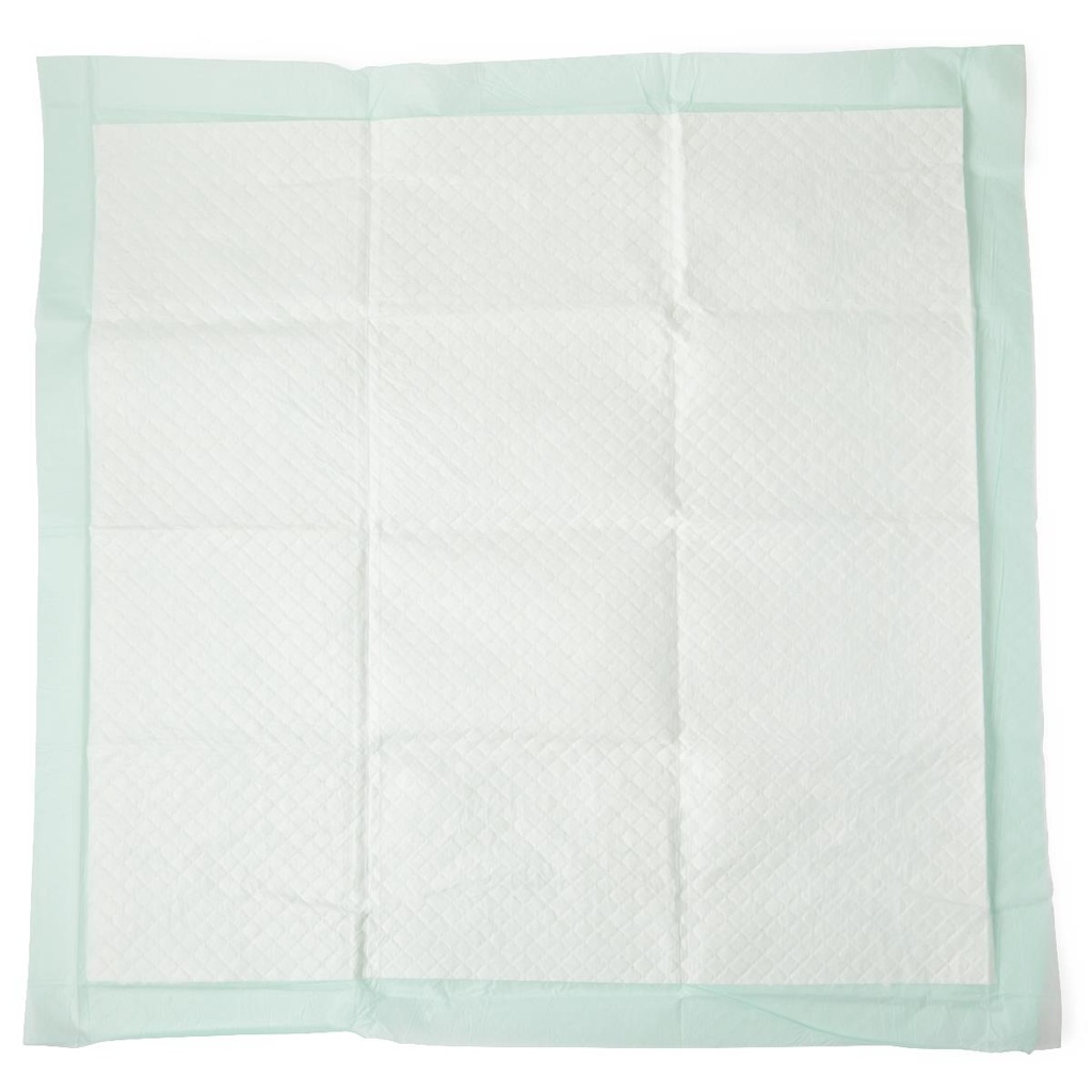 Medline Single-Use Fluff and Polymer Underpad; 36" x 36" (91 cm x 91 cm), Green, Quilted, Heavy Absorbency | CASE/50 EACH | BAG/5 EACH