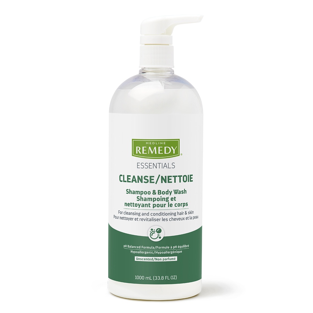 Remedy® Essentials Shampoo and Body Wash, Unscented; 1 L, Pump Bottle, Unscented | CASE/6 EACH