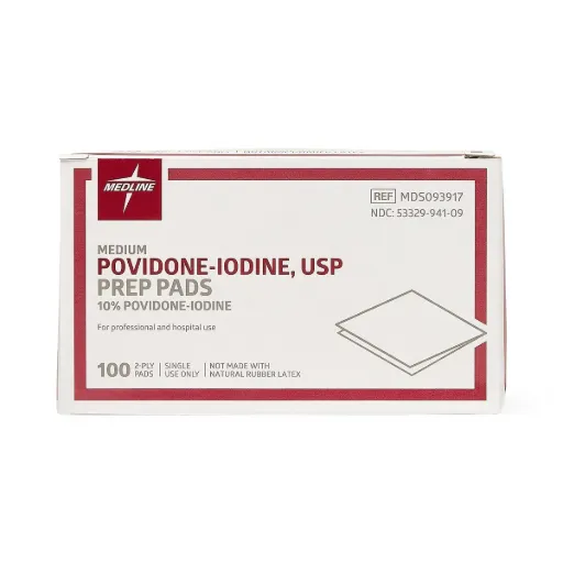 Medline Povidone-Iodine Prep Pads; Size M | CASE/1000 EACH | BOX/100 EACH