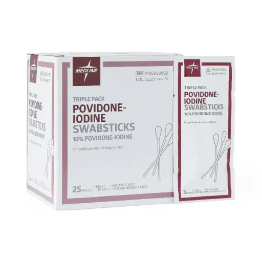 Medline Povidone-Iodine Swabstick; Single Pack | CASE/500 EACH | BOX/50 EACH